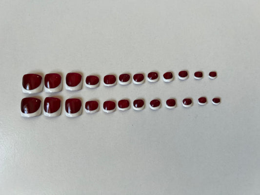 Red Jelly French Tip Toenails