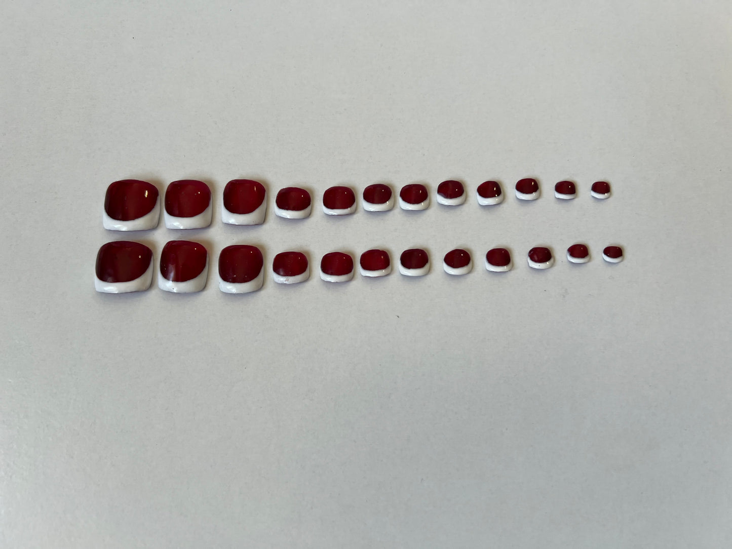 Red Jelly French Tip Toenails