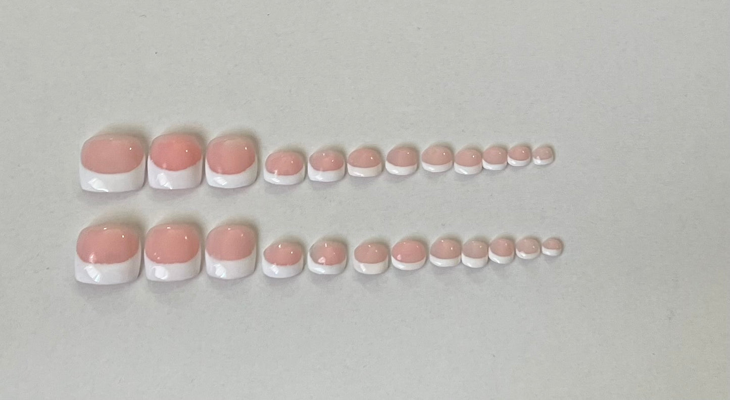 French Tip Toe Nails White