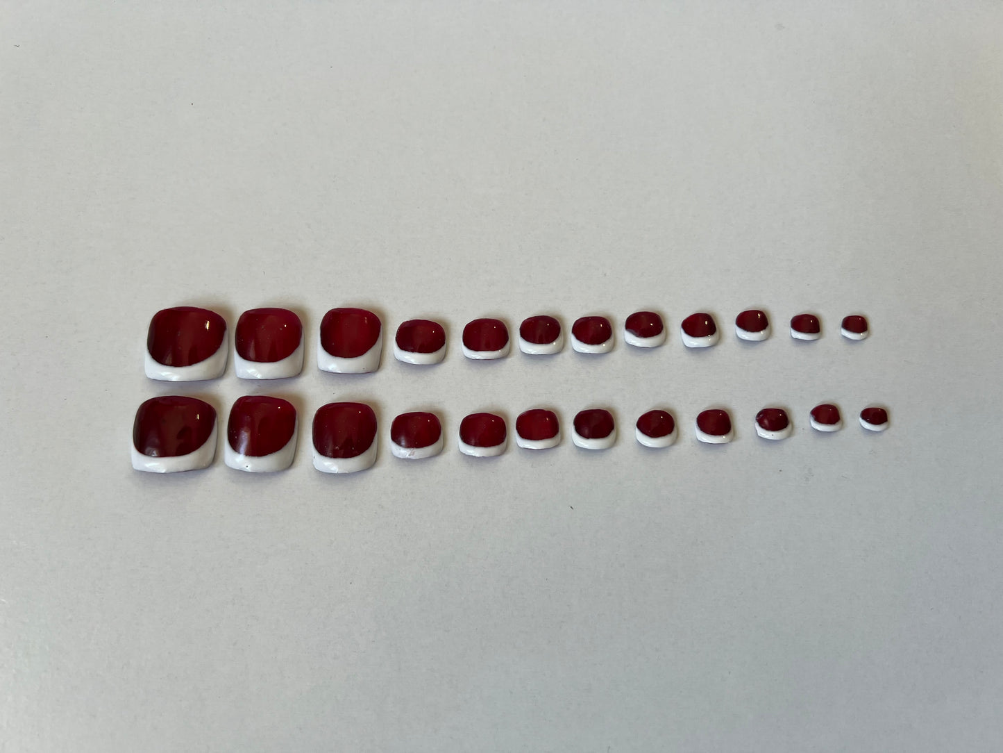 Red Jelly French Tip Toenails